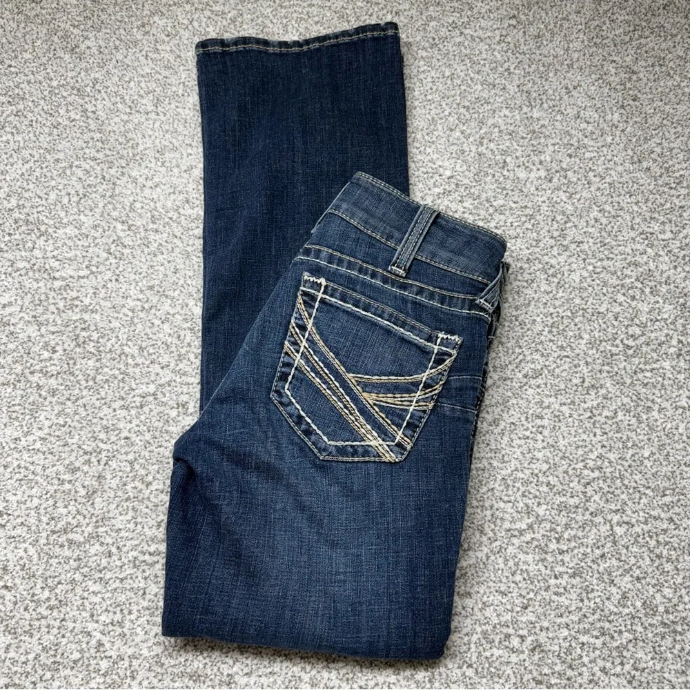 Women’s Ariat REAL Denim Dark Blue Wash Perfect Rise Boot Cut Jeans Size 27x30